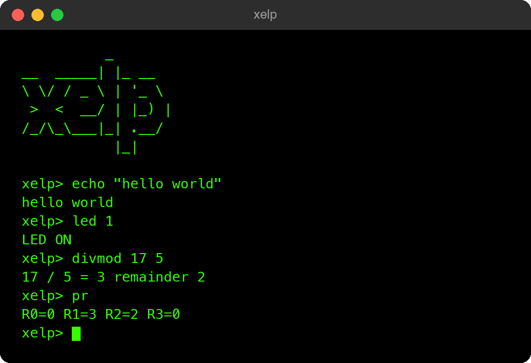 xelp CLI demo session